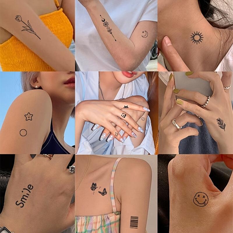 Bear Star and Smiley Face Temporary Tattoo Stickers