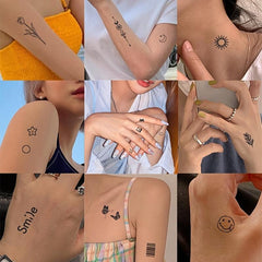 Bear Star and Smiley Face Temporary Tattoo Stickers
