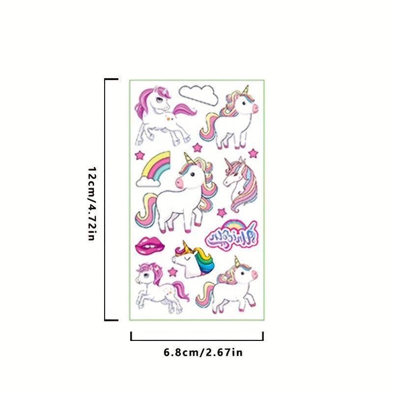 10 Pcs Unicorn Themed Party Cartoon Animal Tattoo Sticker
