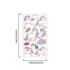 10 Pcs Unicorn Themed Party Cartoon Animal Tattoo Sticker