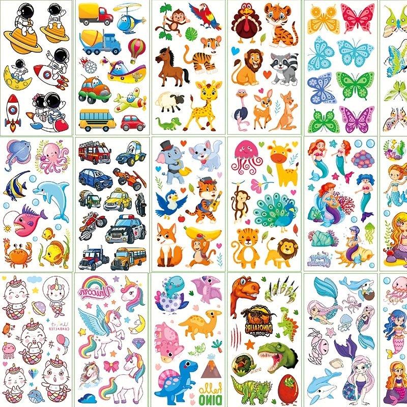 10 Pcs Unicorn Themed Party Cartoon Animal Tattoo Sticker
