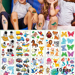 10 Pcs Unicorn Themed Party Cartoon Animal Tattoo Sticker