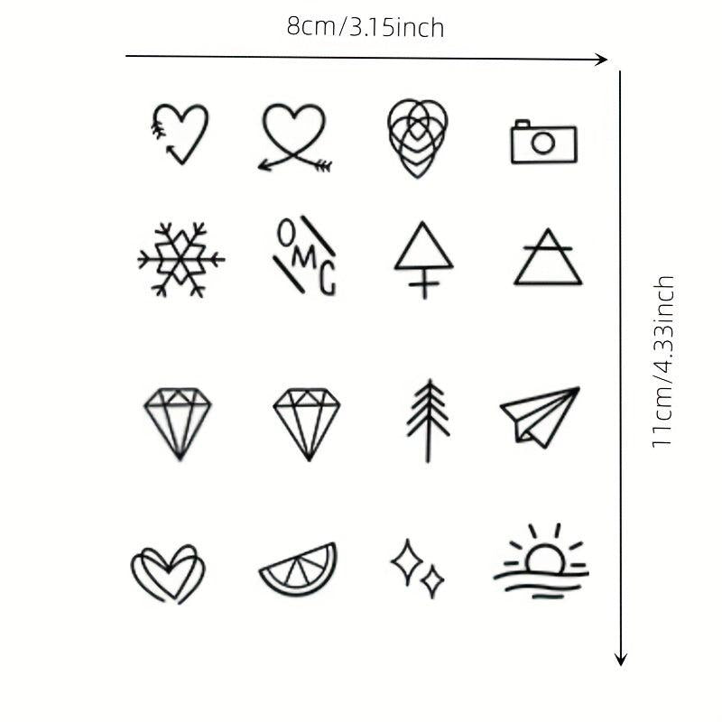 96pcs Finger Tattoo Stickers Herbal Plant Waterproof Simulation Non-reflective