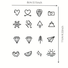 96pcs Finger Tattoo Stickers Herbal Plant Waterproof Simulation Non-reflective