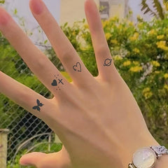96pcs Finger Tattoo Stickers Herbal Plant Waterproof Simulation Non-reflective