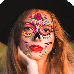 9 Sheets Sugar Skull Full Face Halloween Tattoos Stickers