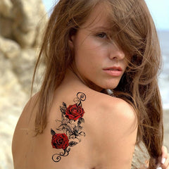 Rose Patterned Tattoo Stickers - Waterproof, Sweat Resistant, Long Lasting