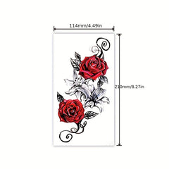Rose Patterned Tattoo Stickers - Waterproof, Sweat Resistant, Long Lasting