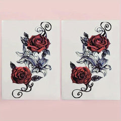 Rose Patterned Tattoo Stickers - Waterproof, Sweat Resistant, Long Lasting