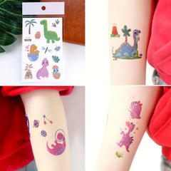 10 Sheets Dinosaur Temporary Tattoos Pterosauria Glitter Stickers