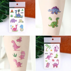 10 Sheets Dinosaur Temporary Tattoos Pterosauria Glitter Stickers