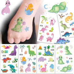10 Sheets Dinosaur Temporary Tattoos Pterosauria Glitter Stickers
