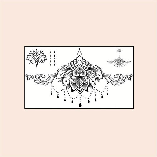 Waterproof Geometric Pattern Chest Waist Tattoo Sticker