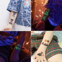 12pcs Luminous Tattoo Stickers Racing Car Pattern Glow Decorations