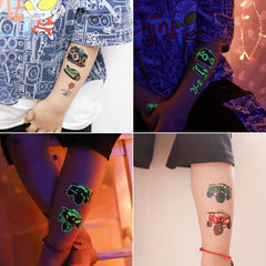 12pcs Luminous Tattoo Stickers Racing Car Pattern Glow Decorations