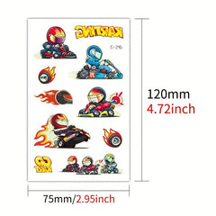 12pcs Luminous Tattoo Stickers Racing Car Pattern Glow Decorations