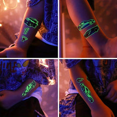 12pcs Luminous Tattoo Stickers Racing Car Pattern Glow Decorations