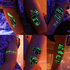 12pcs Luminous Tattoo Stickers Racing Car Pattern Glow Decorations