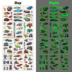 12pcs Luminous Tattoo Stickers Racing Car Pattern Glow Decorations