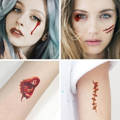 Halloween Makeup Decoration Face Body Stickers Bloody Fingerprint