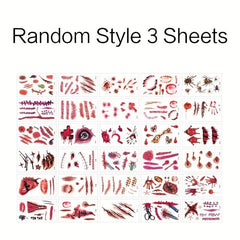 Halloween Makeup Decoration Face Body Stickers Bloody Fingerprint