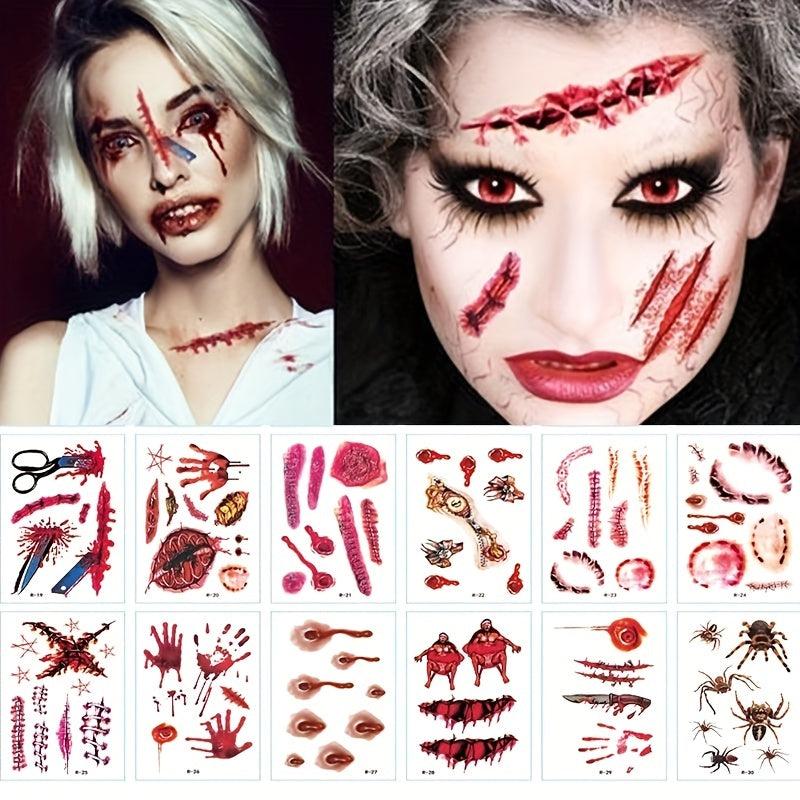 Halloween Makeup Decoration Face Body Stickers Bloody Fingerprint