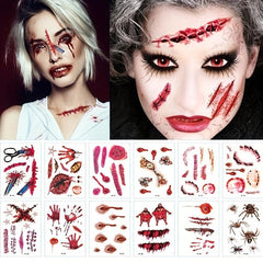 Halloween Makeup Decoration Face Body Stickers Bloody Fingerprint
