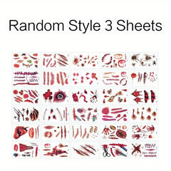 Halloween Makeup Decoration Face Body Stickers Bloody Fingerprint