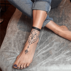 Flower Lace Waterproof Temporary Tattoo Sticker Foot & Leg Ring