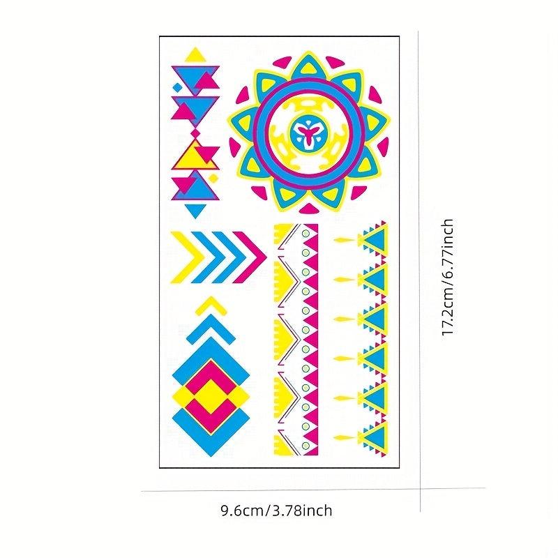 Glitter Glow In The Dark Feather Butterfly Geometric Shape Tattoo Stickers