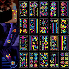 Glitter Glow In The Dark Feather Butterfly Geometric Shape Tattoo Stickers