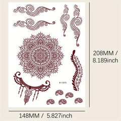 Vintage Vermilion Tattoo Stickers for Hands and Legs