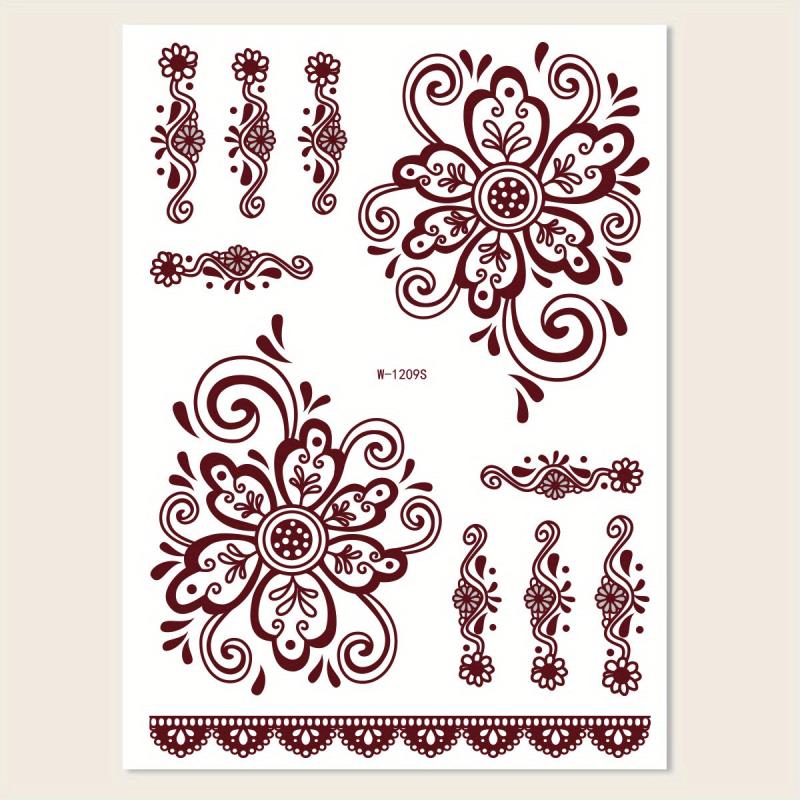 Vintage Vermilion Tattoo Stickers for Hands and Legs
