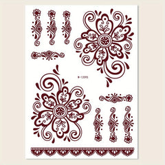 Vintage Vermilion Tattoo Stickers for Hands and Legs