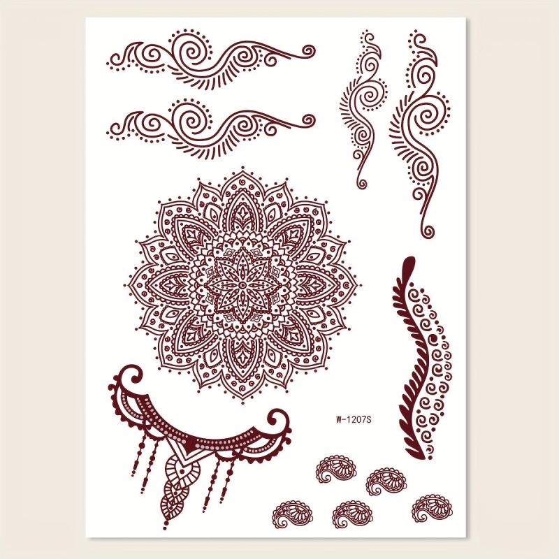 Vintage Vermilion Tattoo Stickers for Hands and Legs