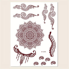 Vintage Vermilion Tattoo Stickers for Hands and Legs