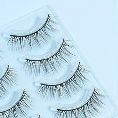 4 Pairs Strip False Eyelashes V shaped Cross Wispy Fine Stems Natural Look