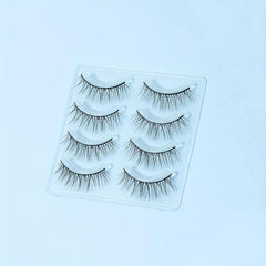 4 Pairs Strip False Eyelashes V shaped Cross Wispy Fine Stems Natural Look