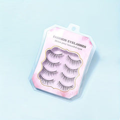 4 Pairs Strip False Eyelashes V shaped Cross Wispy Fine Stems Natural Look