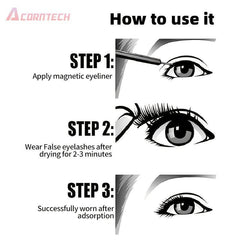 7 Pairs Double Magnetic False Eyelashes Set with Liquid Eyeliner and Tweezers