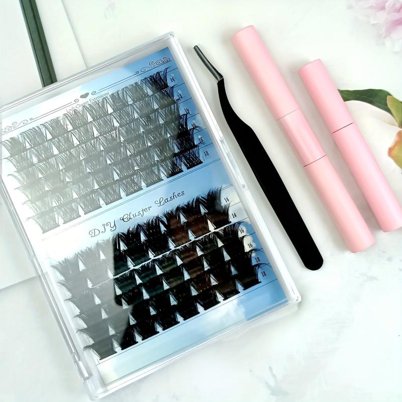 96 Pcs Clusters Eyelashes Extension Kit with Lash Bond and Mascara Brush
