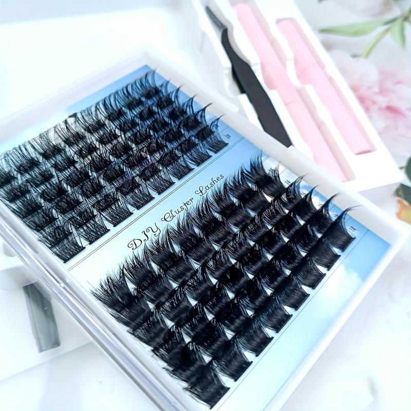 96 Pcs Clusters Eyelashes Extension Kit with Lash Bond and Mascara Brush