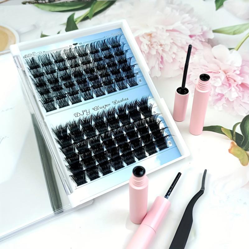 96 Pcs Clusters Eyelashes Extension Kit with Lash Bond and Mascara Brush
