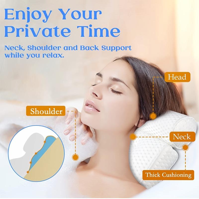 Luxury Bath Pillow with Non-Slip Suction Cups
