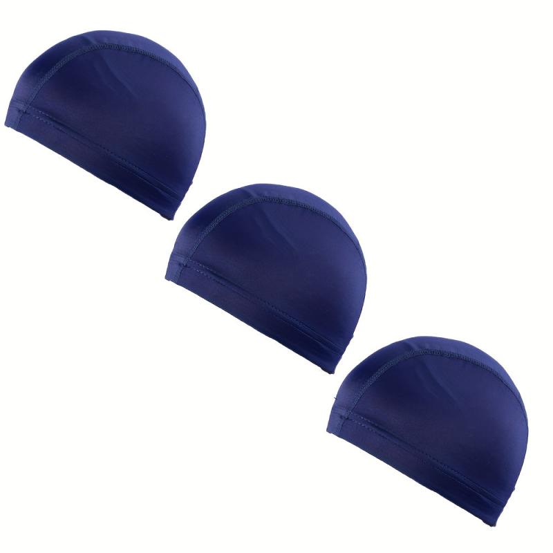3pcs Elastic Swim Cap Quick Drying Bathing Cap Men Women Youth