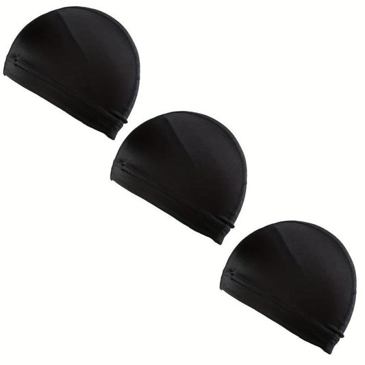 3pcs Elastic Swim Cap Quick Drying Bathing Cap Men Women Youth