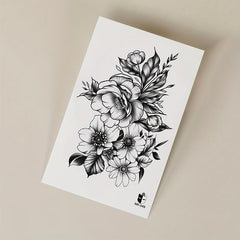 Temporary Tattoo Floral Leaf And Blooming Flower Pattern Arm Chest Back Body Art