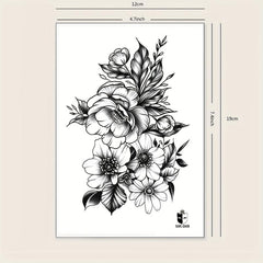 Temporary Tattoo Floral Leaf And Blooming Flower Pattern Arm Chest Back Body Art