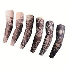 6pcs Outdoor Tattoo Sleeve Sunscreen Arm Cover Digital Printing Decoration
