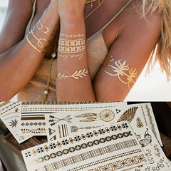 Metallic Retro Tattoo Stickers Waterproof